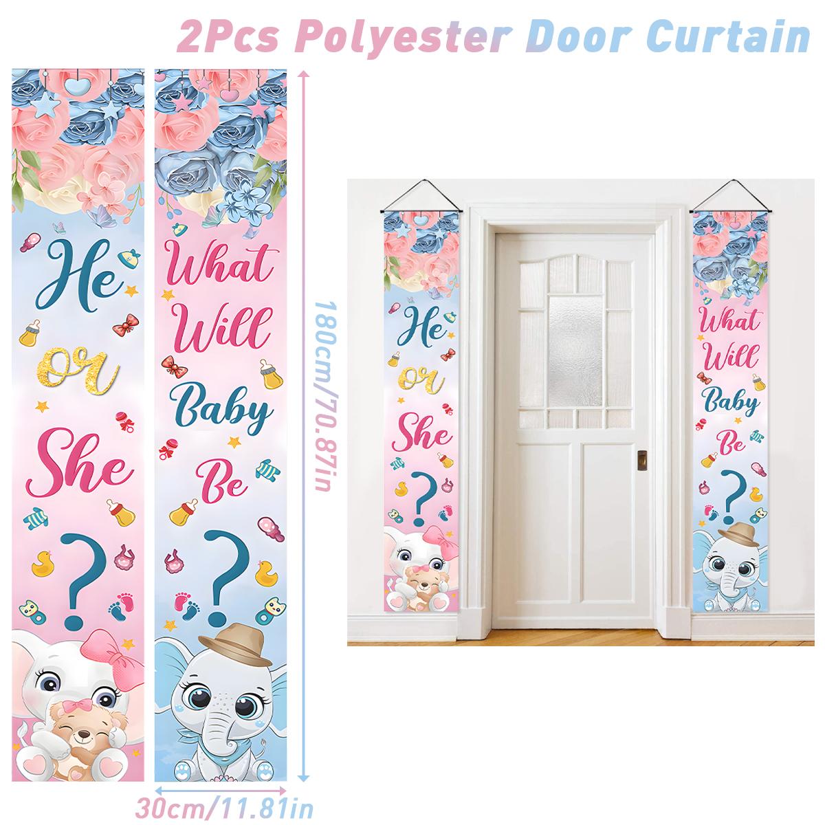 

Мальчик или девочка Он или она Декор для вечеринки по случаю объявления пола ребенка Дверной баннер Шторы Розовый Синий Детский душ Товары для вечеринки по случаю объявления пола ребенка