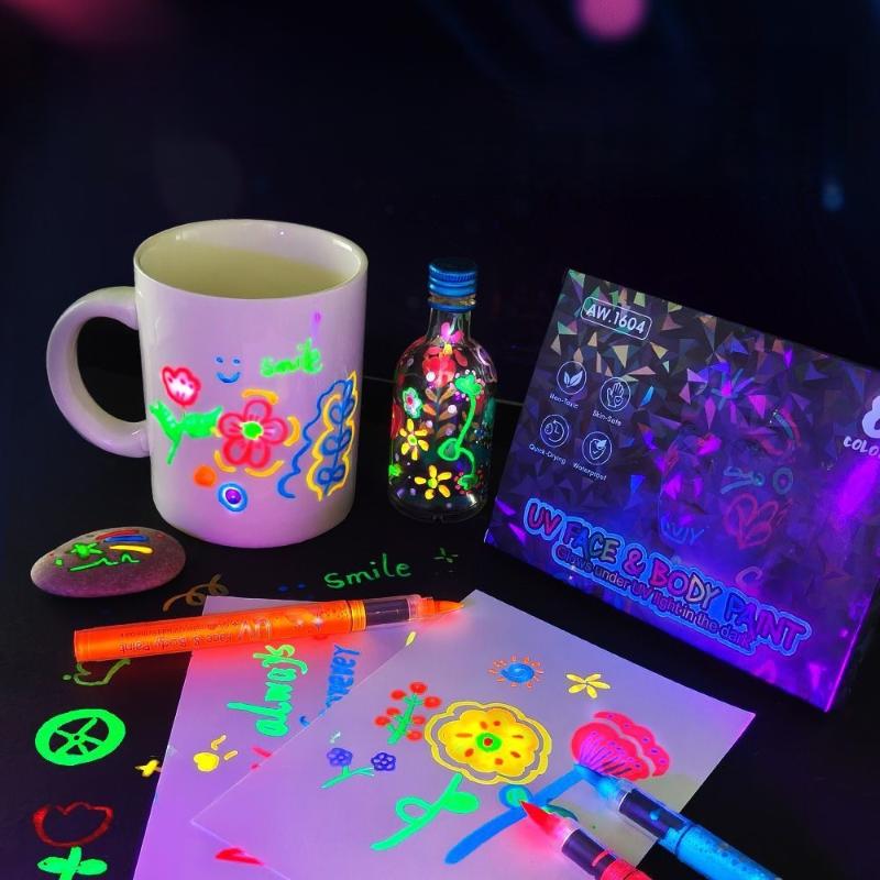 1/8Cs Student Children Creative Painting Fluorescent Marker Pen Colorful Luminous Pen Human Face Paint Pen