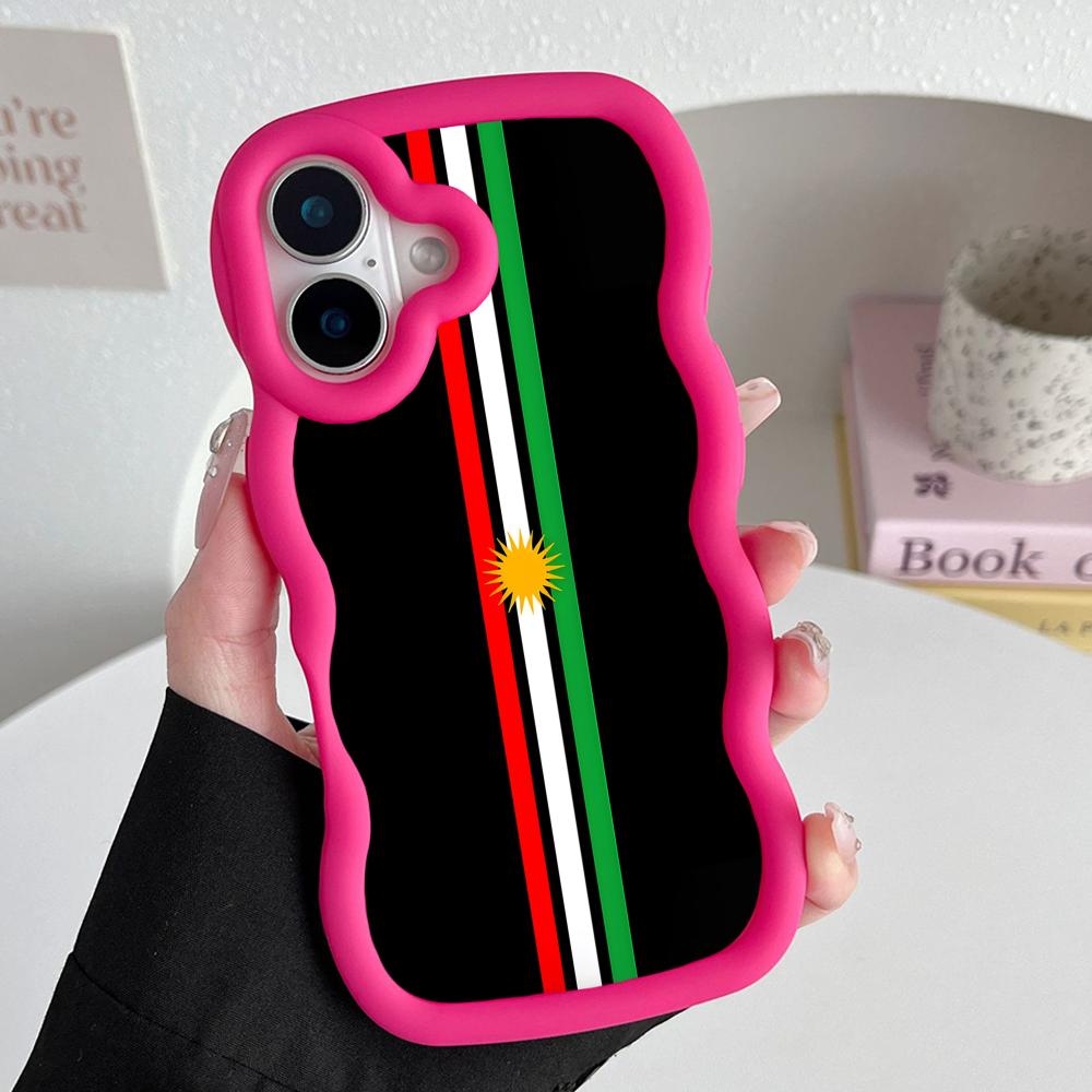 Kurdistan Flag Wavy Edge TPU Mobile Phone Case for iPhone 17 16 15 14 13 12 11 Air Pro Max Plus Colorful Cover