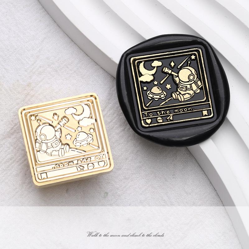 Copper Wax Seal Stamp Retro Moon Star Sealing Wax Stamp Head For Wedding Invitation Gift Packaging Cards Metal Head