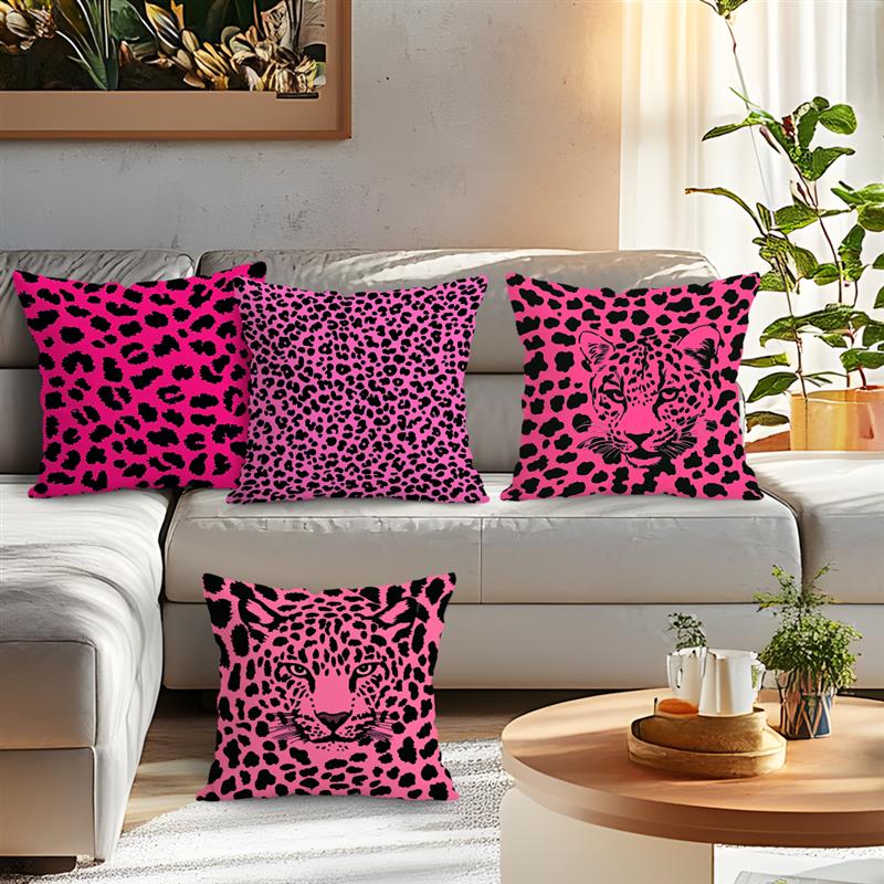 Kissenbezug mit rosa Leopardenmuster, geeignet für Zuhause, Schlafzimmer, Auto, Büro, Wohnzimmer, Sofa usw.