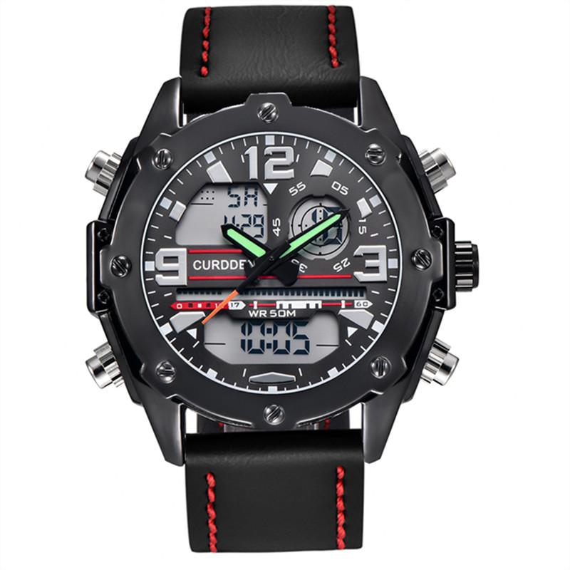 Men Big Brand Chronograph Watch Fashion Leather Band Dual Time Alarm Multi-function Sports Military Watches Relogio Masculino