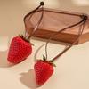 Creative Leather Resin Strawberry Pendant Sweater Chain Vacation Style Niche Unique Necklace