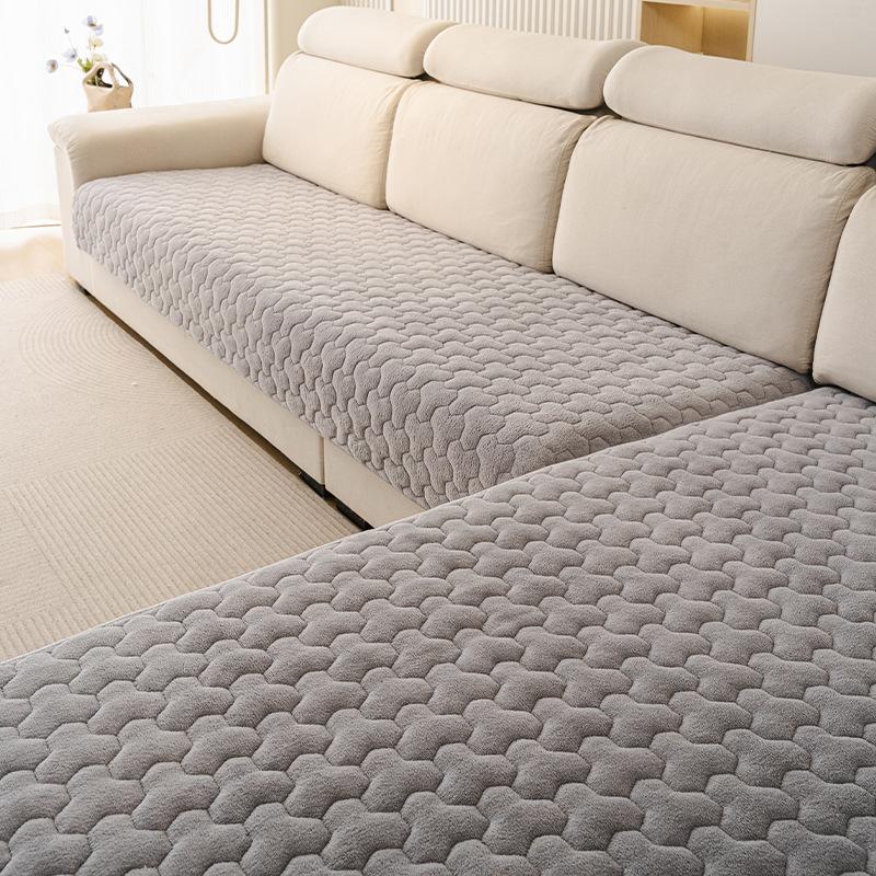 2026 New 1pc Flannel Sofa Cushion, Thickened Warm Plush Non-slip Seat Pads, Protective Throw Cover for Leather Sofa