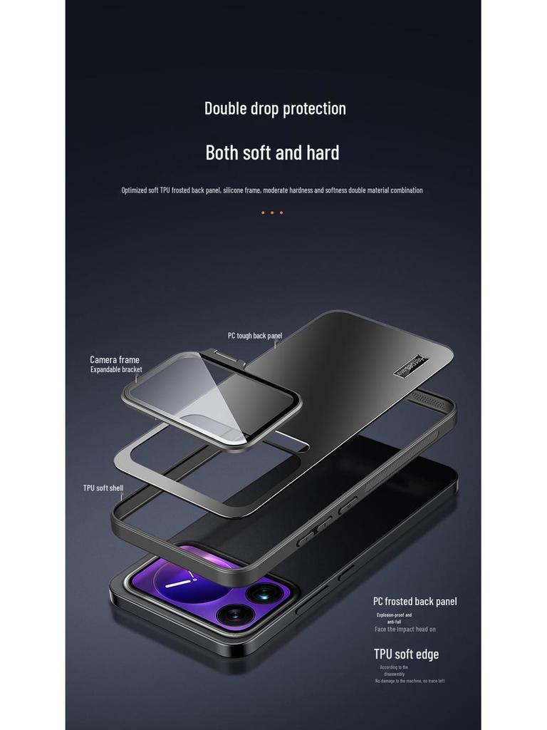 Xiaomi 17Pro Max Phone Case: Metal Lens Stand, Magnetic, Drop-Proof, Protective, Simple Design.