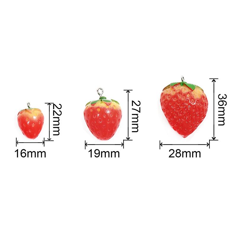 2pcs/lot 3D Red Strawberry Cabochon Resin Charms Pendants Beads for Jewelry Making Earrings Hair Rope Accessories