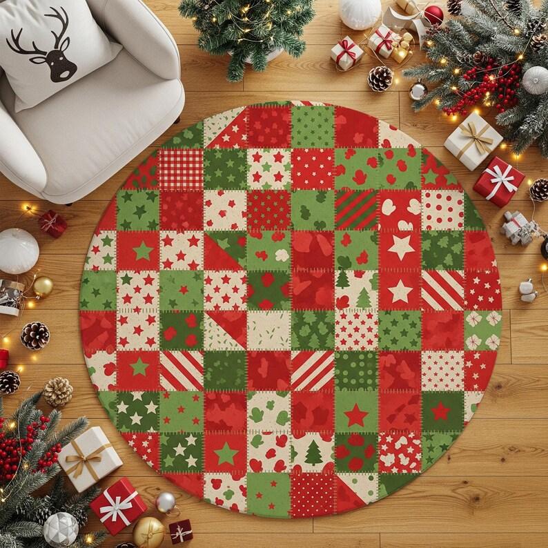 

Рождественский коврик Круглый рождественский ковер Коврик «Счастливого Рождества» Рождественский подарок Рождественский декор Гостиная Нескользящий напольный коврик Круглый коврик 80X80CM