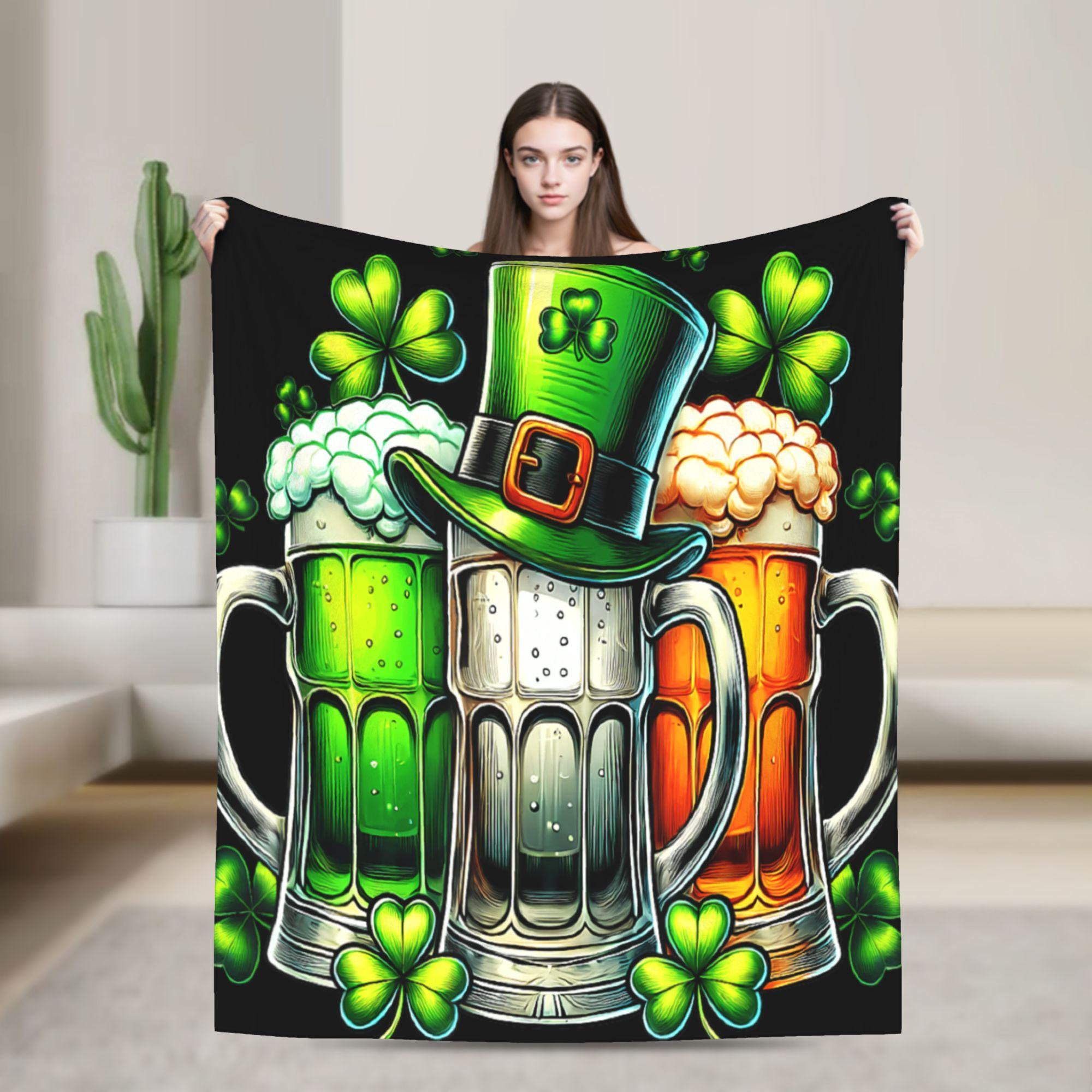 

Funny Irish Ireland St Patricks Day Drinking Party Tee Warm Blanket Child Plush Throw Blanket Comfortable Couch Bed Flannel 75x100cm (30x40inch)