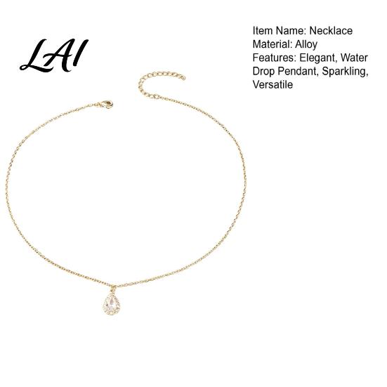 Adjustable Clavicle Chain Water Drop Necklace for Women Cubic Zirconia Rhinestone Elegant Alloy Women Pendant Sparkling Statement Jewelry