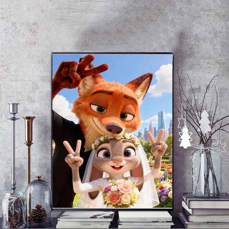 Disney Diamond Painting Judy  Nick Wedding Selfie Cartoon Movie Cross Stitch Embroidery Handmade Gift Home Decoration