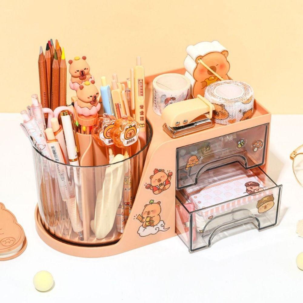 Household Capibara Stationary Organizer Sturdy Cosmetic Storage Boxes  Storage Supplies