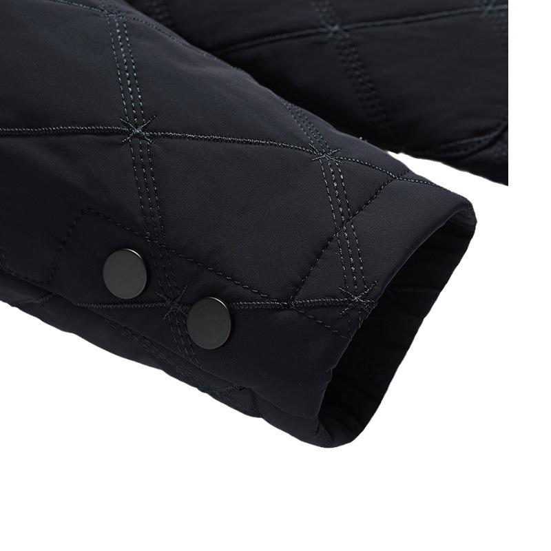 Winter Solid Color Suit Collar Light Rhombus Cotton Clothes Men's Fashion Casual Silk Cotton Warm Suit Jacket
