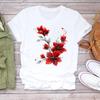 (Asian Size) Style Flower T Shirt Lady Female Top Short Sleeve T-shirts Casual Printed Clothing Women Fashion Graphic Tee