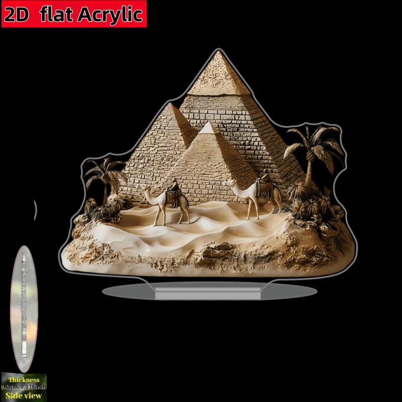 2D Flache Vintage-Stil Ägyptische Pyramide Acryl Schreibtischdekoration, Geeignet für Wanddekoration, Veranda, Zimmer, Villa, Akzente Zuhause, Flur oder Arbeitsplatz