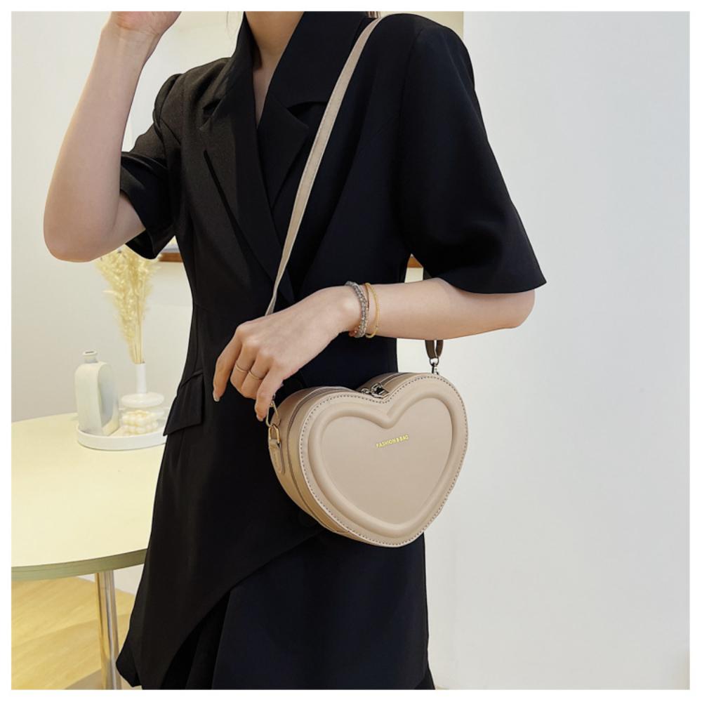 Fashion Heart Shape Crossbody Bags for Women  Solid Color Pu Shoulder Bag Casual Ladies Handbags Designer Women Bags