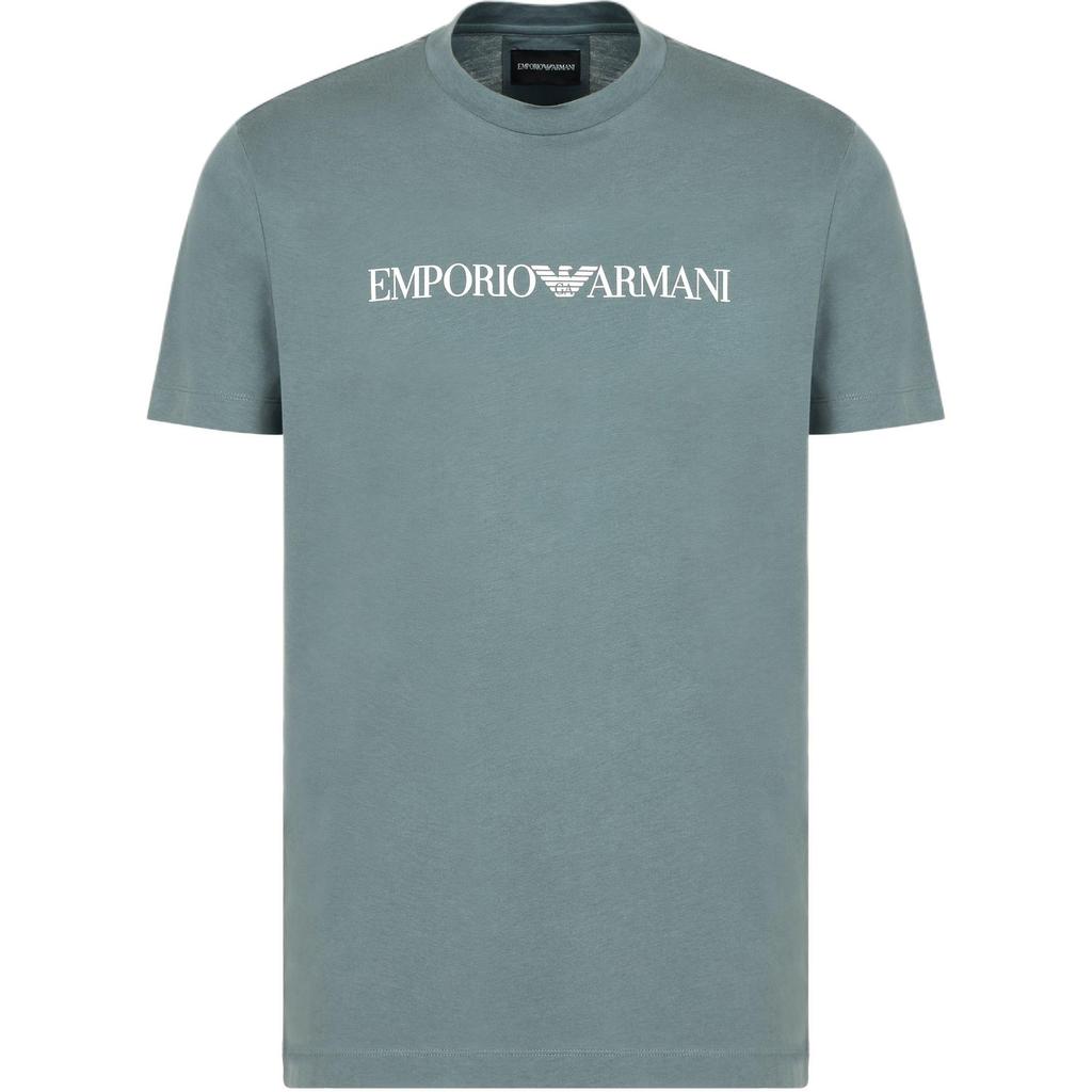 Emporio Armani Logo Print Crew Neck Short Sleeve T-Shirt Men tops Green 8N1TN5-1JPZZ-M9062