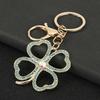 Keychain Pendant Rhinestones Four Leaf Clover Design Zinc Alloy Key Chain with Lobster Clasp Easy to Hang Key Holder Backpack Car Accessory