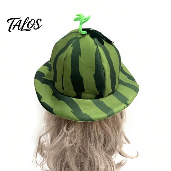 Creative Watermelon Print Cap Party Hat, Wide Brim Sun Visor for Costume Parties, Playful Summer Beach Hat Lightweight Elastic Unisex Headwear