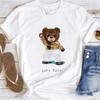 Cute Little Bear Print TShirt Summer Trend White Short Sleeve Neck Casual Sports Aesthetic Clothes Womens Graphic T Shirts