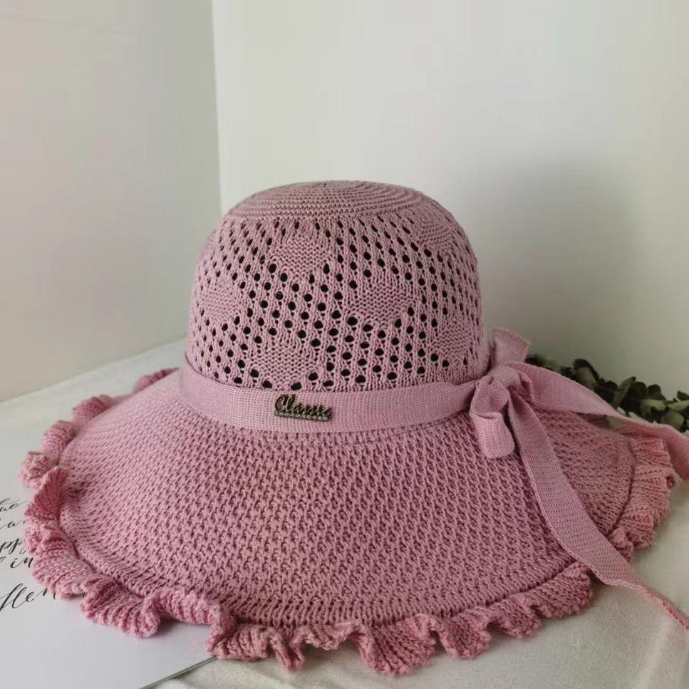 Hollow Fisherman Hat Women's Large Brim Sun Protection Summer Foldable Woven Sun Protection Beach Vacation Hat