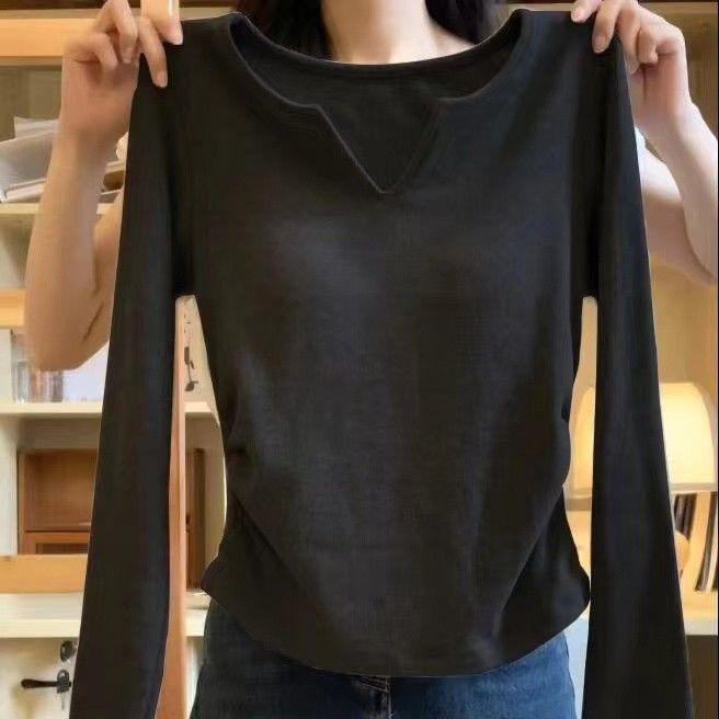 

Осенняя модная базовая рубашка с V-образным вырезом, высококачественная футболка с принтом, корейская универсальная рубашка с длинными рукавами 2XL