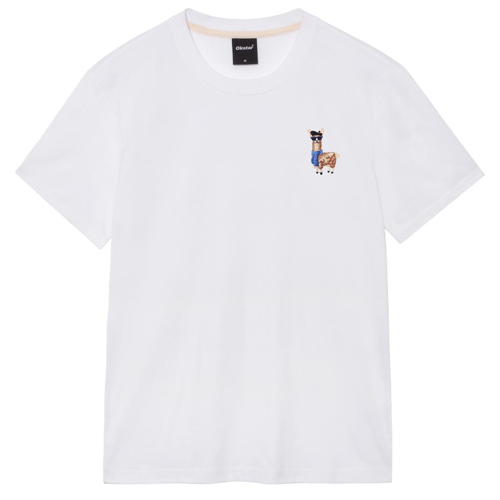 OKSTAR Alpaca Embroidered Short Sleeve T-Shirt (Type A)