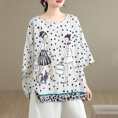 Short Sleeve Oversized Cotton Vintage Casual Loose T Shirt Tops Women Summer T-shirt