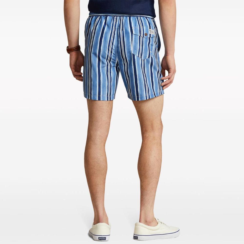 Polo Ralph Lauren SS24 Striped Drawstring Mid-Rise Straight-Leg Casual Shorts Men Shorts Blue 710936415-001