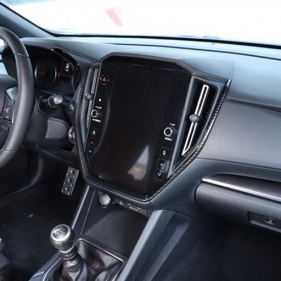 Carbon Fiber ABS Center Console U-shaped CD Panel Trim For Subaru WRX -2024