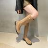 2025 New Knight Boots Matte Suede British Style Round Head Low Heel Niche Thin Boots But Knee Fashion Boots