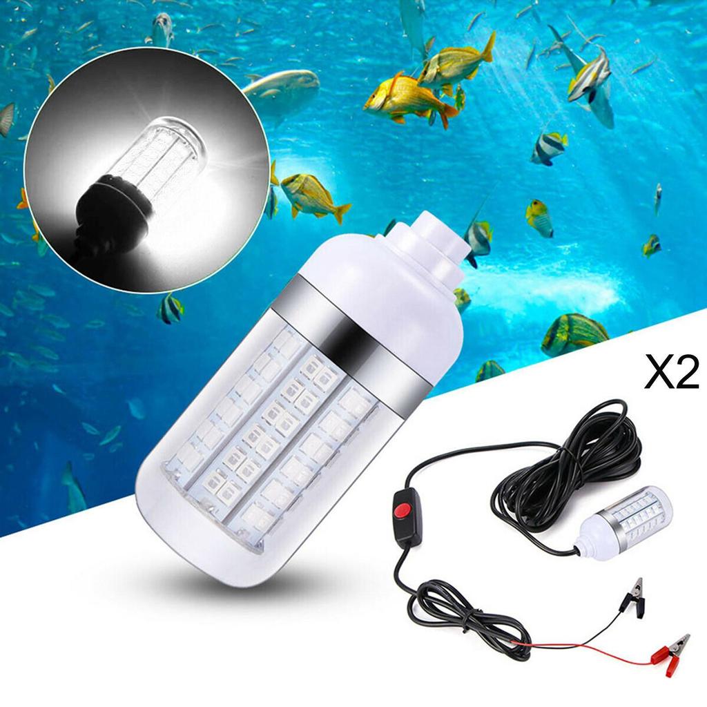 2x 12V 108 LEDs Submersible Fishing Light Underwater Fish Lamp with 5m Cord And Boat
