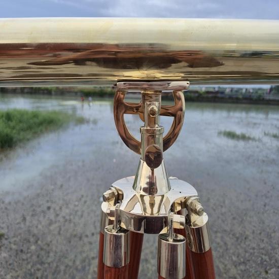 Maritime Brass Telescope Adjustable Wooden Tripod Nautical Decor Gift 42x Functional Telescope Home, Office, Studio Decor Gift