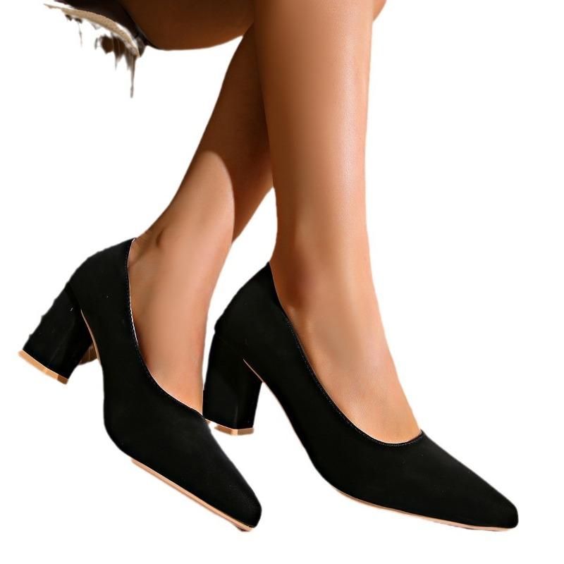 Large Size High Heels Women's Autumn New Temperament Work Commute Comfort Pointed Thick Heel Work Shoes