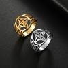 LIKGREAT Witch Knot Ring Wiccan Cross Celtics Knot Women Finger Rings Stainless Steel Witchcraft Amulet Jewelry Gift for Men
