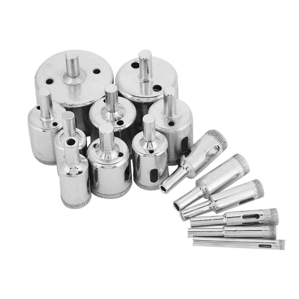 15Pcs Set Diamond Coated Core Drill Bit 6 50mm Hole Saw for Tile Ceramic Glass Porcelain Marble