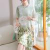 Stylish Printed Plus Size Dress for Middle-Aged and Elderly Women - Elegant Summer Wear for Moms
