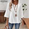 Damenmode Casual Sommer Frühling Einfarbig Druck 3/4 Ärmel V-Ausschnitt Blusen & Hemden