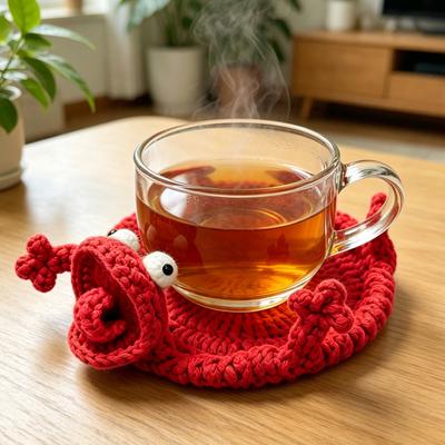 Sottobicchiere Lucertola all'Uncinetto Divertente Sottobicchiere Animale Lavorato a Maglia Fatto a Mano Design Flip 3D Bevanda