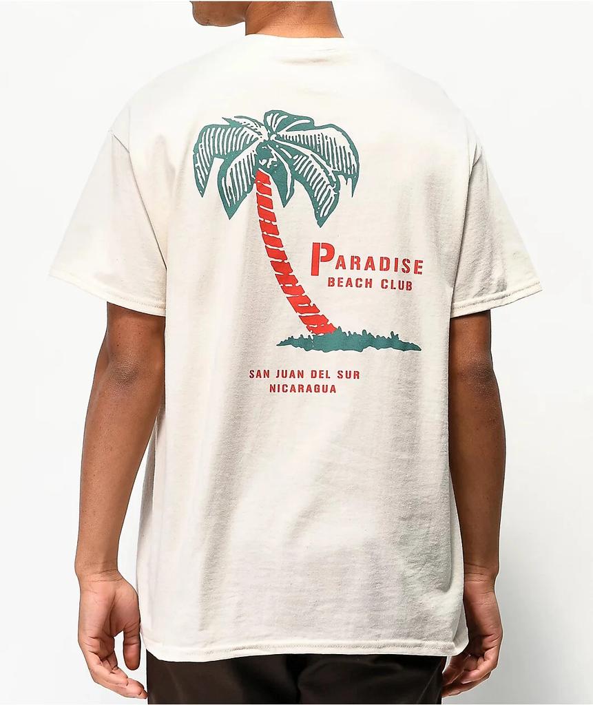 Empyre Mens Paradise Beach Club Natural Tee Shirt New S, M, L, XL