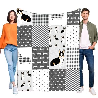 Corgi Pattern Blanket Soft Cozy Fleece Throw Indoor Outdoor Use Cute Pet Gift Lightweight for Sofa Bed Perfect for All Seasons