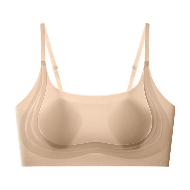 Liquid Foundation, Ice Skin Cat Claw Cup, Seamless Underwear, Women's Big Breasts Show Small Breasts, Gather Up, Support, Breathable and Comfortable