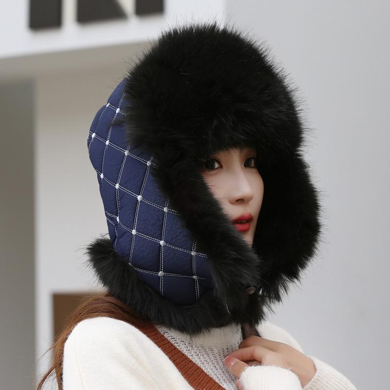 Winter Damenmütze aus Kunstfell, verdickte warme Mütze, hochimitierendes Fuchsfell, Ohrenschutz, Kältemütze, Fleece-verdickte Mütze