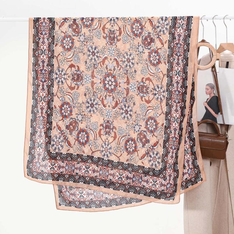 Women's Retro Cotton and Linen Printed Scarf Versatile Size Sunscreen Long Yarn Shawl E-commerce