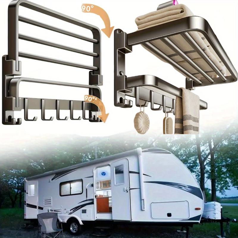 60Cm Stainless Steel Towel Rack Bathroom Foldable Towel Bar Bathroom Shelves Wall Mounted Towel Hanger