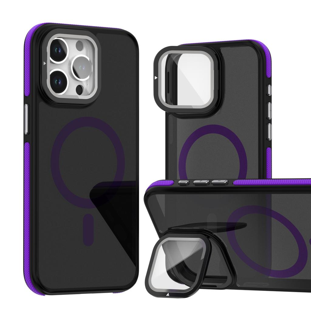 Passend für IPhone15Promax, zweifarbiger, sich wie Haut anfühlender Objektivhalter, Handyhülle, Apple 14 magnetischer Anti-Rutsch-Rand