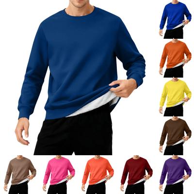 Erkek Bisiklet Yaka Polar Astarlı Kalın Düz Renk Sweatshirt