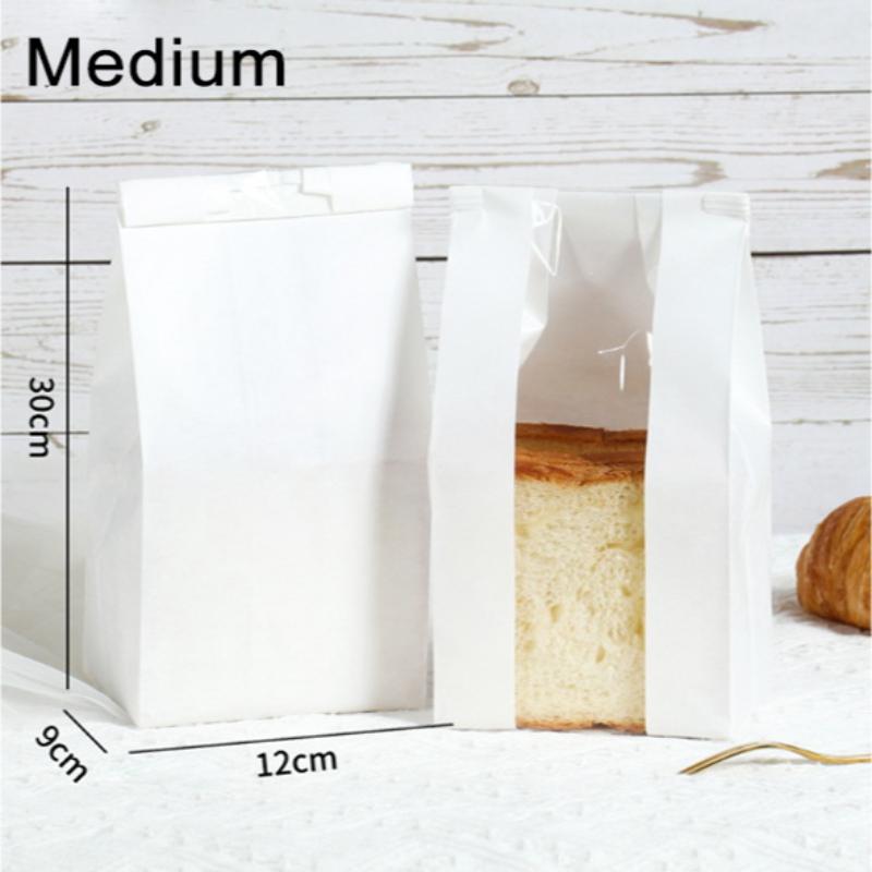 50Pcs Brown Bread Bag With Tin Tie Self Sealing Toast Bread Pastry Packaging Bag