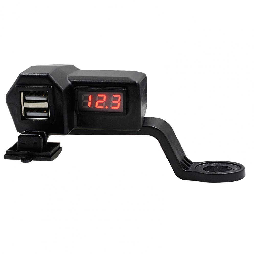 Motorfietslader Digitale spanningsmeter Dubbele USB-poort Mobiele telefoonlader 3.4A Snel opladen 3.0 Stuurlader voor iPhone Samsung Huawei