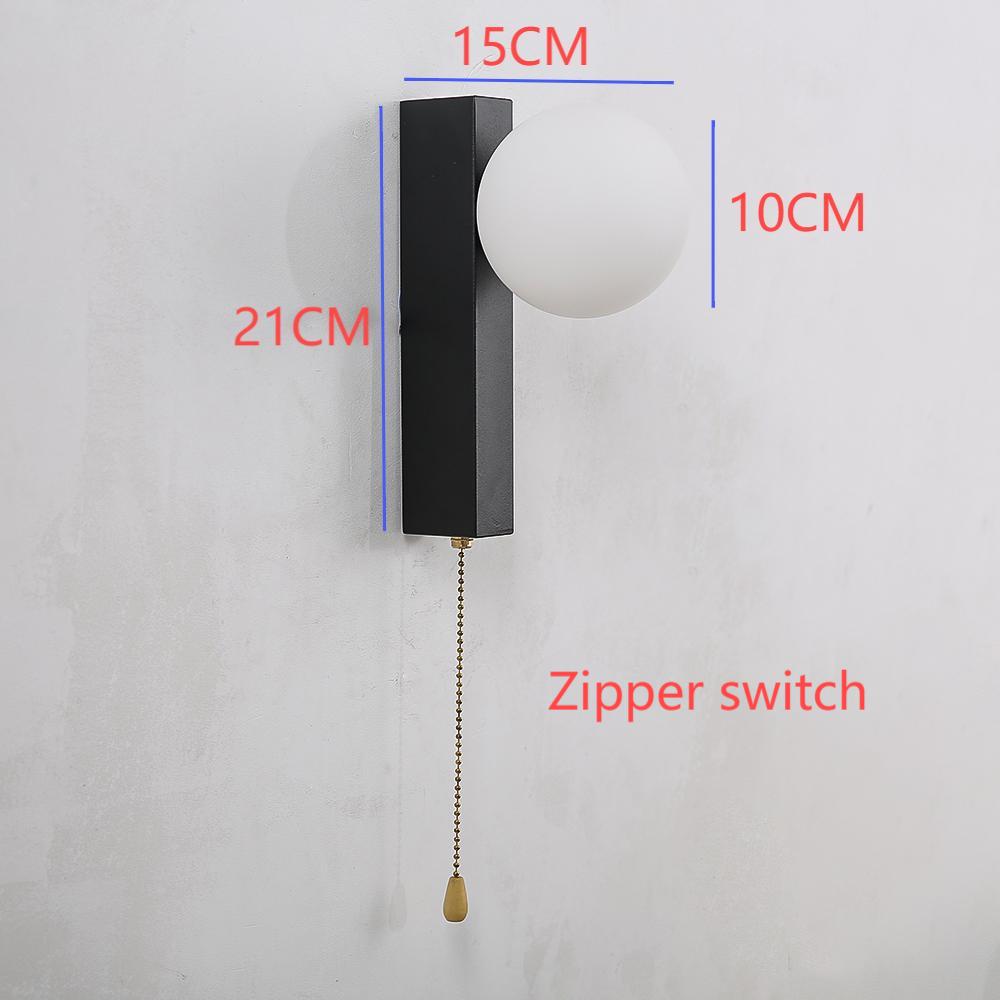 

Скандинавские настенные светильники с шарами из стекла для спальни, прикроватные настенные светильники с выключателем, стеклянные бра, декоративное внутреннее освещение для гостиной чёрный