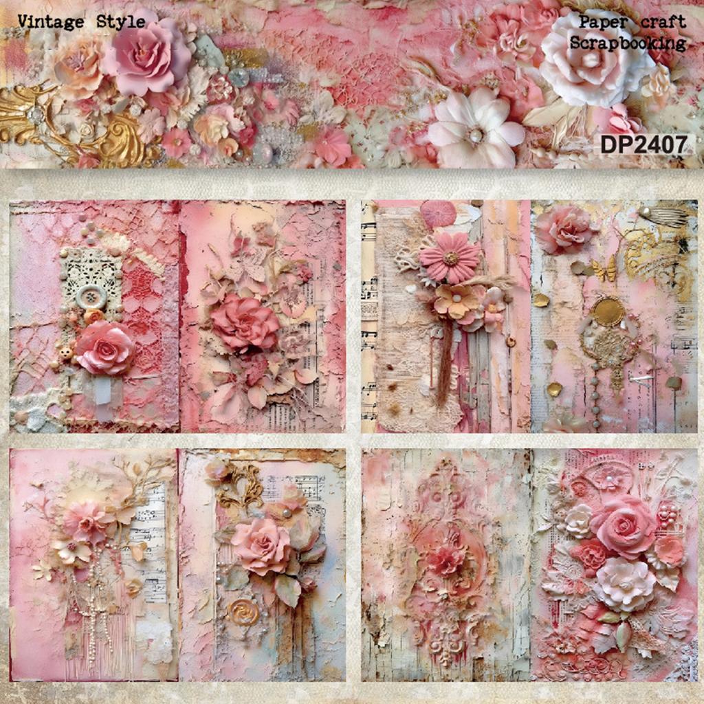 8 Blatt A5 Blumen Papier Scrapbook Papier Briefpapier Dekoratives Papier für Bastelarbeiten Scrapbooking Album Dekoration
